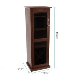 Herrin 16-Bottle 9-Glass Textured Chestnut Locking Bar Wine Cabinet by Atlantic -Loungie Sales Shop chestnut atlantic bar cabinets 38408116 4f 1000