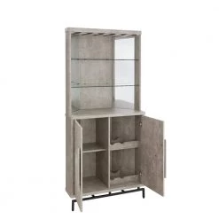 Home Source Concrete Bar Cabinet with Half Moon Handles and Metal Base by Home Source Industries -Loungie Sales Shop concrete home source industries bar cabinets dc77 conc hd 77 1000