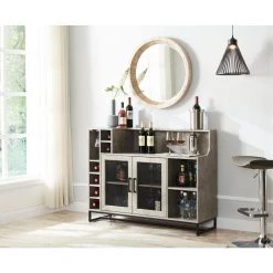 Home Source Concrete Accent Bar Cabinet with Mesh Door by Home Source Industries -Loungie Sales Shop concrete home source industries bar cabinets dc79 conc hd 31 1000