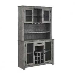 Home Source Jill Zarin Tall Bar Cabinet in Concrete with Mesh Doors by Home Source Industries
