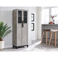 Home Source Concrete 2-Door Bar Cabinet with Mesh Display by Home Source Industries -Loungie Sales Shop concrete home source industries bar cabinets s 601 co hd 31 1000