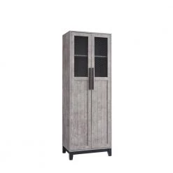 Home Source Concrete 2-Door Bar Cabinet with Mesh Display by Home Source Industries