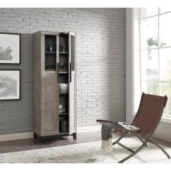 Home Source Concrete 2-Door Bar Cabinet with Mesh Display by Home Source Industries -Loungie Sales Shop concrete home source industries bar cabinets s 601 co hd 77 1000