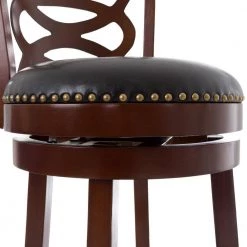 42.5 in. Dark Brown Wood and Leather Swivel Stool by Lavish Home 13 42.5 in. Dark Brown Wood and Leather Swivel Stool by Lavish Home -Loungie Sales Shop dark brown black lavish home bar stools w020037 1f 1000
