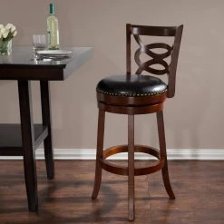 42.5 in. Dark Brown Wood and Leather Swivel Stool by Lavish Home 14 42.5 in. Dark Brown Wood and Leather Swivel Stool by Lavish Home -Loungie Sales Shop dark brown black lavish home bar stools w020037 31 1000