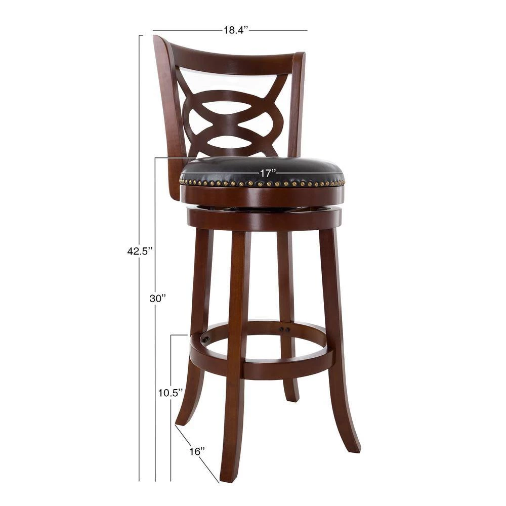 42.5 in. Dark Brown Wood and Leather Swivel Stool by Lavish Home 6 42.5 in. Dark Brown Wood and Leather Swivel Stool by Lavish Home - Image 5