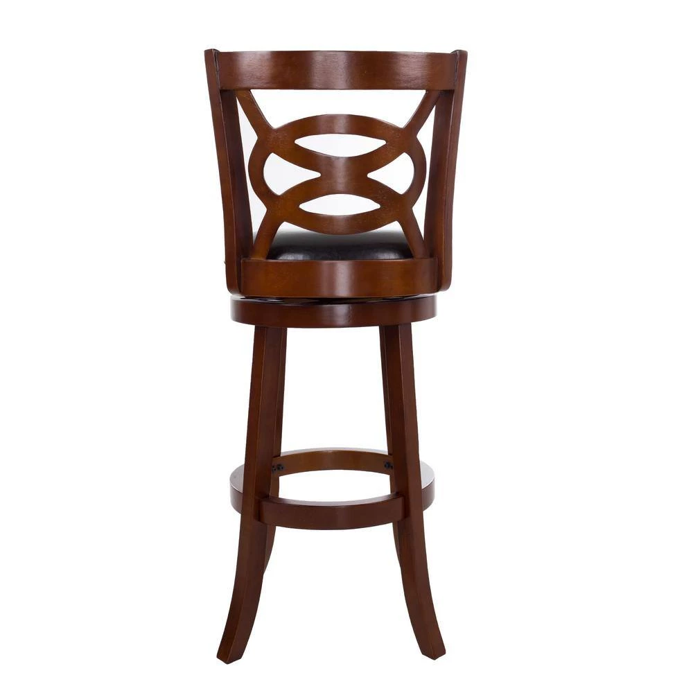 42.5 in. Dark Brown Wood and Leather Swivel Stool by Lavish Home 5 42.5 in. Dark Brown Wood and Leather Swivel Stool by Lavish Home - Image 4