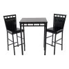 Home Source Eric 3-piece Bistro Set with Counter Height Black Faux Marble Table and 2-Textured Faux Leather Side Chairs by Home Source Industries 2 Home Source Eric 3-piece Bistro Set with Counter Height Black Faux Marble Table and 2-Textured Faux Leather Side Chairs by Home Source Industries -Loungie Sales Shop dark brown home source industries dining room sets 4386 hd 64 1000