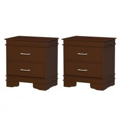 15.5 in. Dark Brown Rectangle MDF Wood Side Table With 2 Drawers (Set of 2) by Lavish Home