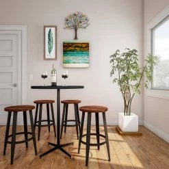 24 in. Vintage Backless Metal Counter Stools with Wooden Seat (Set of 2) by Lavish Home 17 24 in. Vintage Backless Metal Counter Stools with Wooden Seat (Set of 2) by Lavish Home -Loungie Sales Shop dark walnut coffee lavish home bar stools hw0200250 31 1000
