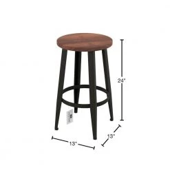 24 in. Vintage Backless Metal Counter Stools with Wooden Seat (Set of 2) by Lavish Home 12 24 in. Vintage Backless Metal Counter Stools with Wooden Seat (Set of 2) by Lavish Home -Loungie Sales Shop dark walnut coffee lavish home bar stools hw0200250 40 1000