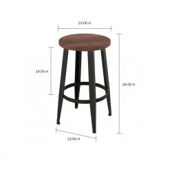 24 in. Vintage Backless Metal Counter Stools with Wooden Seat (Set of 2) by Lavish Home 13 24 in. Vintage Backless Metal Counter Stools with Wooden Seat (Set of 2) by Lavish Home -Loungie Sales Shop dark walnut coffee lavish home bar stools hw0200250 c3 1000