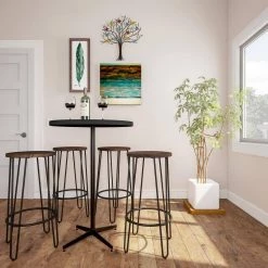 29.5 in. Dark Walnut Modern Wooden Backless Bar Stools with Metal Hairpin Legs (Set of 2) by Lavish Home -Loungie Sales Shop dark walnut coffee lavish home bar stools hw0200252 31 1000