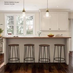 29.5 in. Dark Walnut Modern Wooden Backless Bar Stools with Metal Hairpin Legs (Set of 2) by Lavish Home -Loungie Sales Shop dark walnut coffee lavish home bar stools hw0200252 44 1000