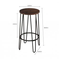 29.5 in. Dark Walnut Modern Wooden Backless Bar Stools with Metal Hairpin Legs (Set of 2) by Lavish Home -Loungie Sales Shop dark walnut coffee lavish home bar stools hw0200252 c3 1000
