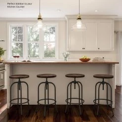 34.25 in. Adjustable Modern Backless Metal Swivel Bar Stool with Wooden Seat by Lavish Home -Loungie Sales Shop dark walnut lavish home bar stools hw0200248 31 1000