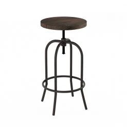 34.25 in. Adjustable Modern Backless Metal Swivel Bar Stool with Wooden Seat by Lavish Home