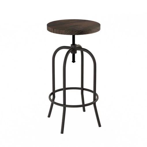 34.25 in. Adjustable Modern Backless Metal Swivel Bar Stool with Wooden Seat by Lavish Home -Loungie Sales Shop dark walnut lavish home bar stools hw0200248 64 1000