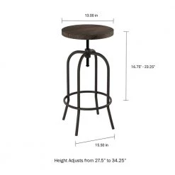 34.25 in. Adjustable Modern Backless Metal Swivel Bar Stool with Wooden Seat by Lavish Home -Loungie Sales Shop dark walnut lavish home bar stools hw0200248 c3 1000