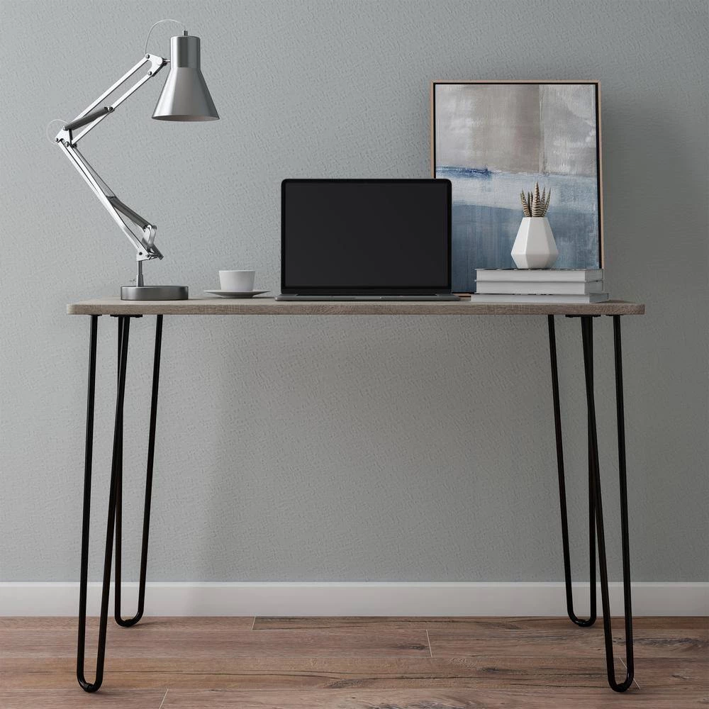 19.5 in. Rectangular Driftwood Gray/Black Writing Desks with Storage by Lavish Home 10 19.5 in. Rectangular Driftwood Gray/Black Writing Desks with Storage by Lavish Home - Image 8