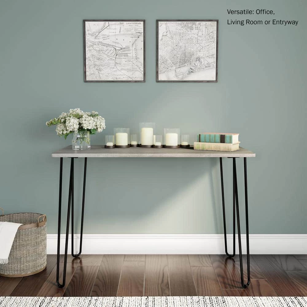 19.5 in. Rectangular Driftwood Gray/Black Writing Desks with Storage by Lavish Home 9 19.5 in. Rectangular Driftwood Gray/Black Writing Desks with Storage by Lavish Home - Image 7