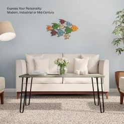 42 in. Driftwood Gray Large Rectangle Wood Coffee Table with Hairpin Legs by Lavish Home -Loungie Sales Shop driftwood gray woodgrain look lavish home coffee tables hw0200182 31 1000