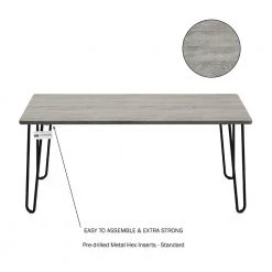 42 in. Driftwood Gray Large Rectangle Wood Coffee Table with Hairpin Legs by Lavish Home -Loungie Sales Shop driftwood gray woodgrain look lavish home coffee tables hw0200182 4f 1000