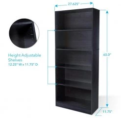 Oskar Espresso 5-Shelf Bookcase by Atlantic -Loungie Sales Shop espresso atlantic media storage 38408139 c3 1000