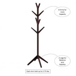 Espresso Brown 8-Hook Modern Freestanding Wooden Coat Tree by Lavish Home 12 Espresso Brown 8-Hook Modern Freestanding Wooden Coat Tree by Lavish Home -Loungie Sales Shop espresso brown lavish home coat racks hw0200235 1f 1000