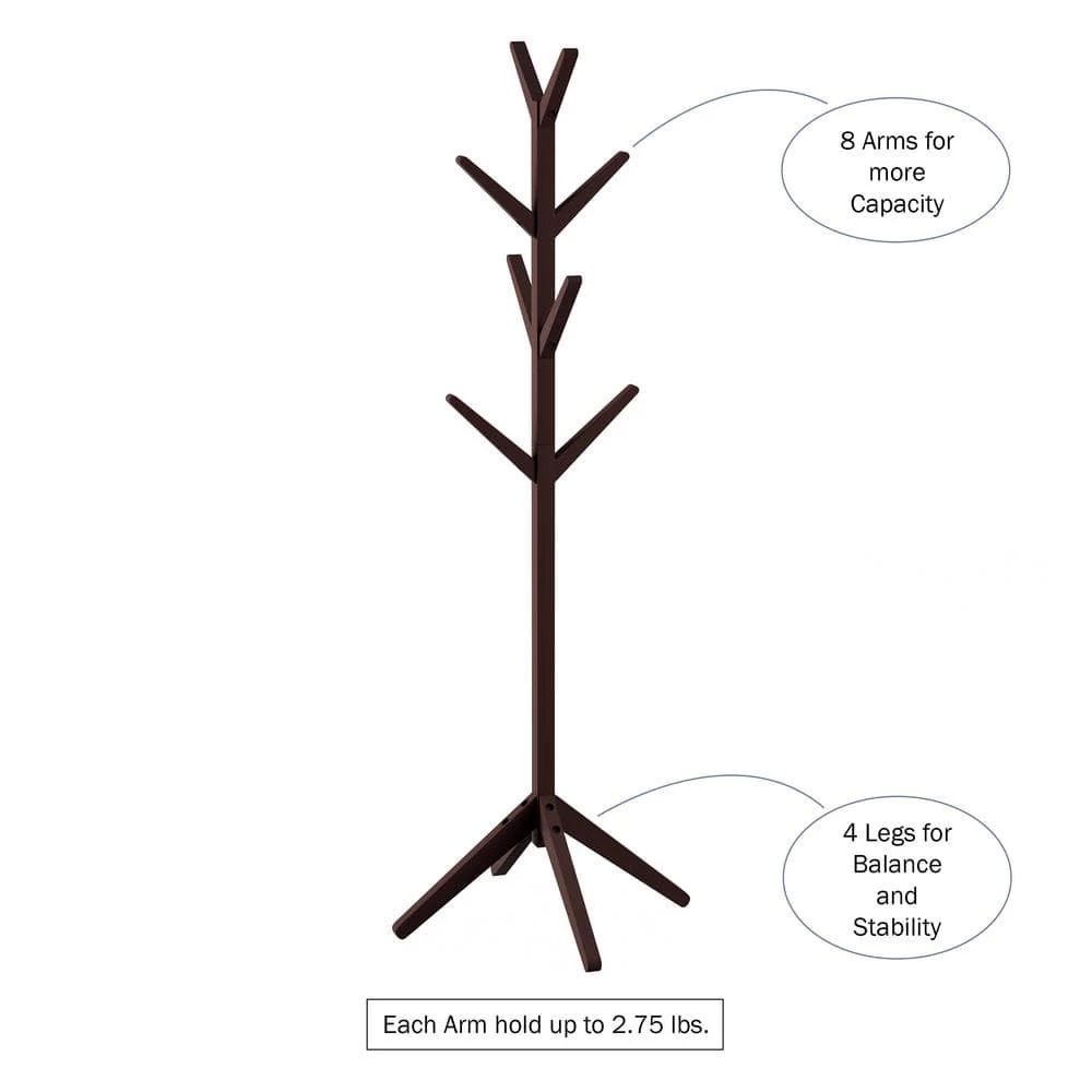 Espresso Brown 8-Hook Modern Freestanding Wooden Coat Tree by Lavish Home 6 Espresso Brown 8-Hook Modern Freestanding Wooden Coat Tree by Lavish Home - Image 5