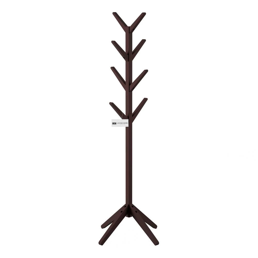 Espresso Brown 8-Hook Modern Freestanding Wooden Coat Tree by Lavish Home 7 Espresso Brown 8-Hook Modern Freestanding Wooden Coat Tree by Lavish Home - Image 6