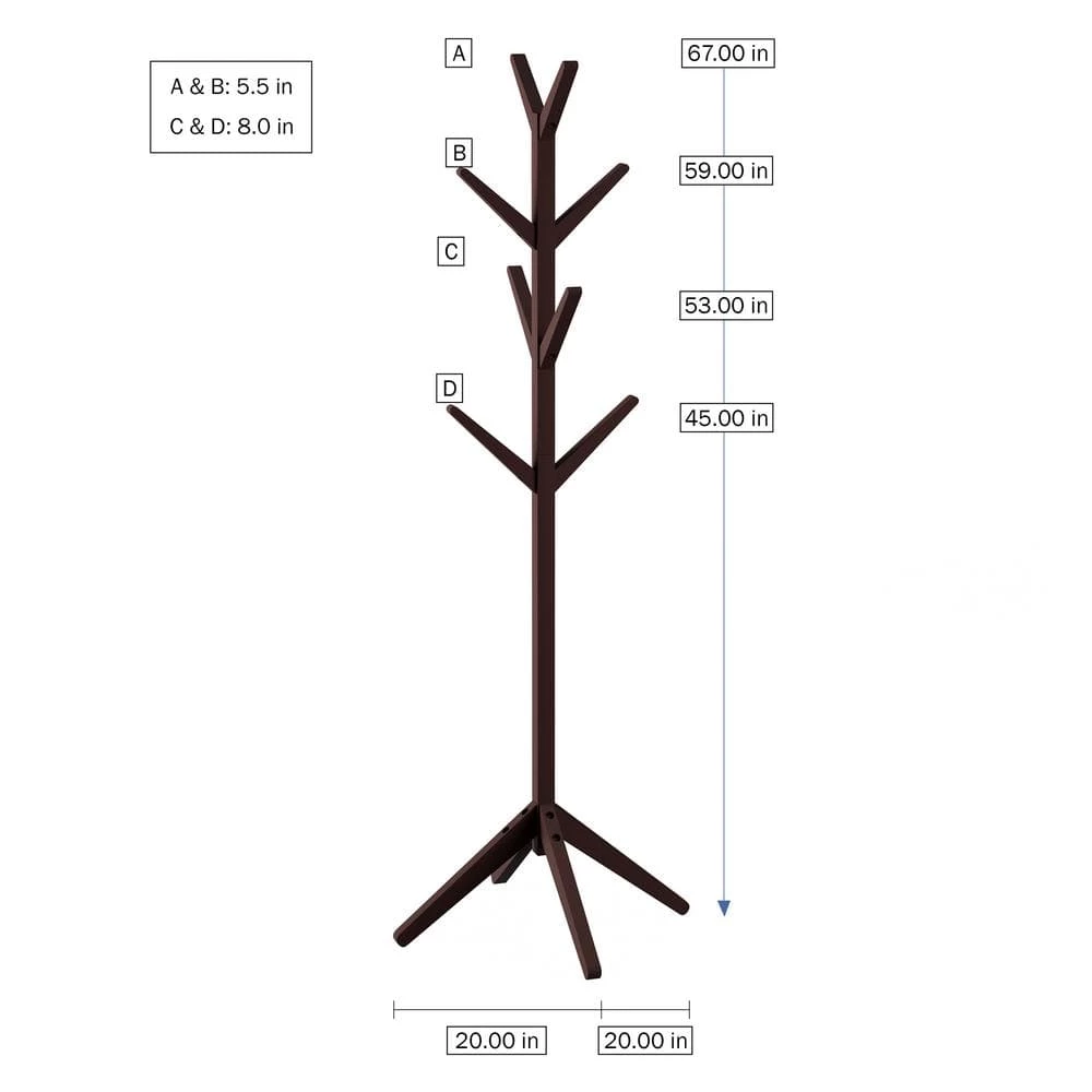 Espresso Brown 8-Hook Modern Freestanding Wooden Coat Tree by Lavish Home 5 Espresso Brown 8-Hook Modern Freestanding Wooden Coat Tree by Lavish Home - Image 4