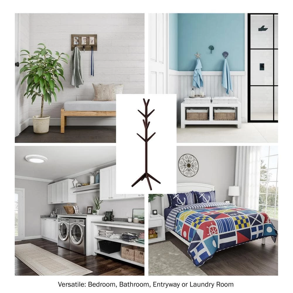 Espresso Brown 8-Hook Modern Freestanding Wooden Coat Tree by Lavish Home 3 Espresso Brown 8-Hook Modern Freestanding Wooden Coat Tree by Lavish Home - Image 2