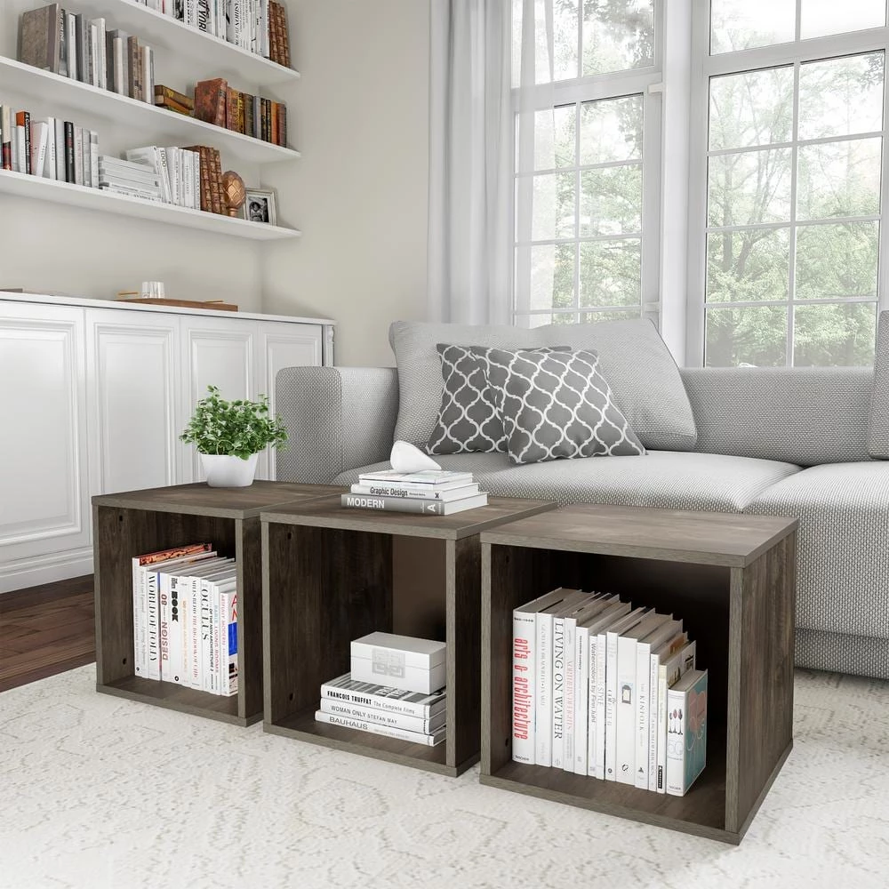 Gray Open Front Modular Cube End Table by Lavish Home 11 Gray Open Front Modular Cube End Table by Lavish Home - Image 9