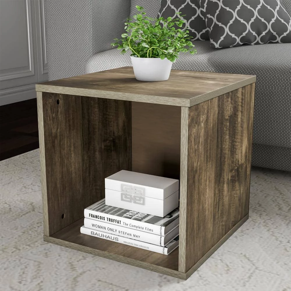 Gray Open Front Modular Cube End Table by Lavish Home 3 Gray Open Front Modular Cube End Table by Lavish Home