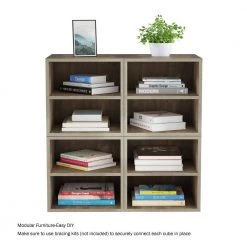 Gray Modular Cube End Table with 2-Shelves by Lavish Home -Loungie Sales Shop gray lavish home end side tables hw0200202 1f 1000