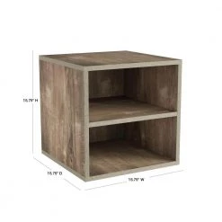 Gray Modular Cube End Table with 2-Shelves by Lavish Home -Loungie Sales Shop gray lavish home end side tables hw0200202 40 1000