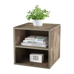 Gray Modular Cube End Table with 2-Shelves by Lavish Home -Loungie Sales Shop gray lavish home end side tables hw0200202 4f 1000