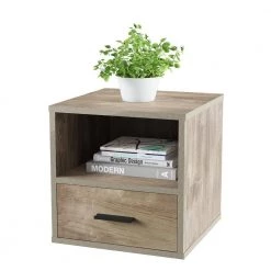 Gray Modular Cube End Table with Drawer by Lavish Home 15 Gray Modular Cube End Table with Drawer by Lavish Home -Loungie Sales Shop gray lavish home end side tables hw0200204 4f 1000