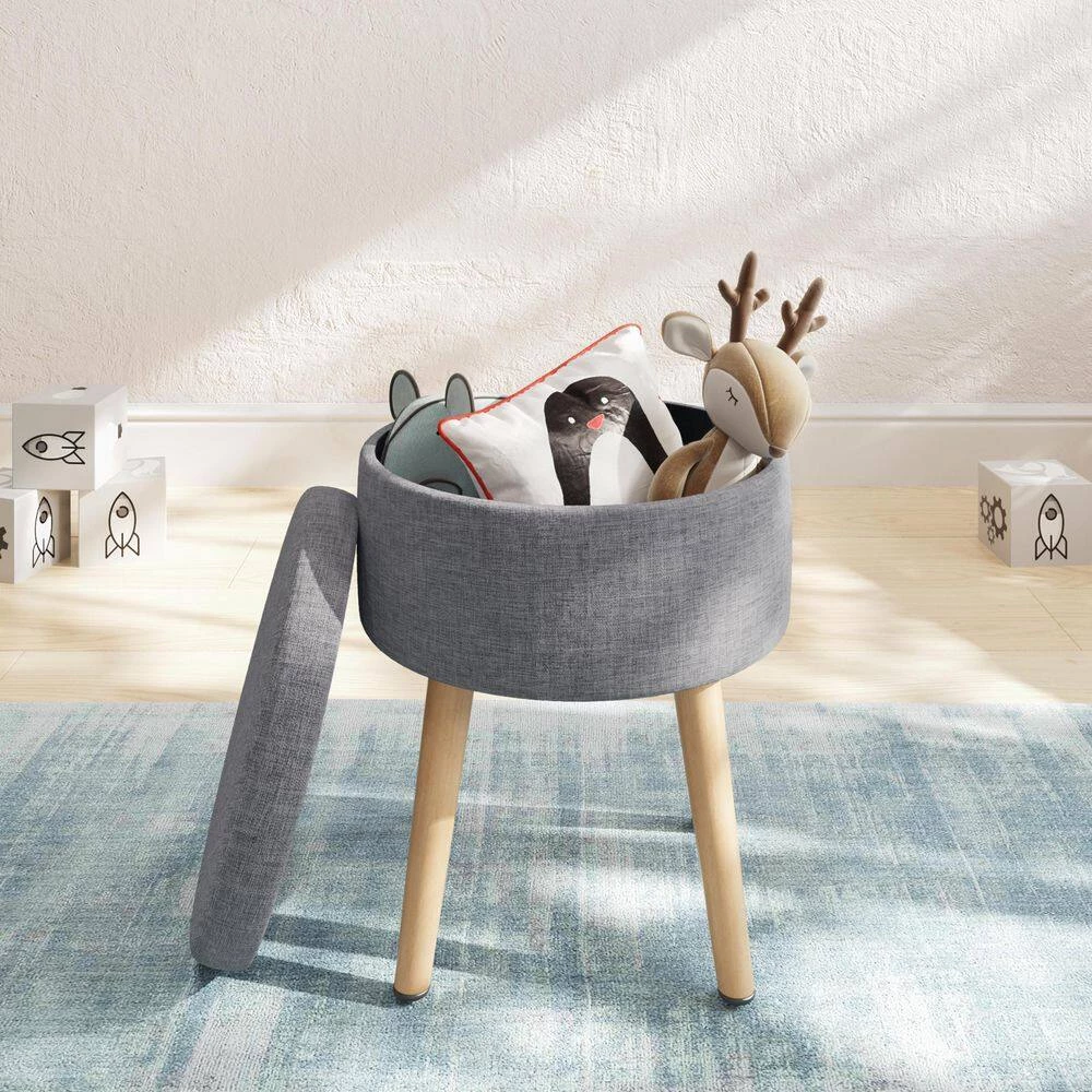 Gray Storage Ottoman - Footrest, Toy Chest, or Storage Organizer with Removable Flip Top Hard Lid by Lavish Home 8 Gray Storage Ottoman - Footrest, Toy Chest, or Storage Organizer with Removable Flip Top Hard Lid by Lavish Home - Image 6