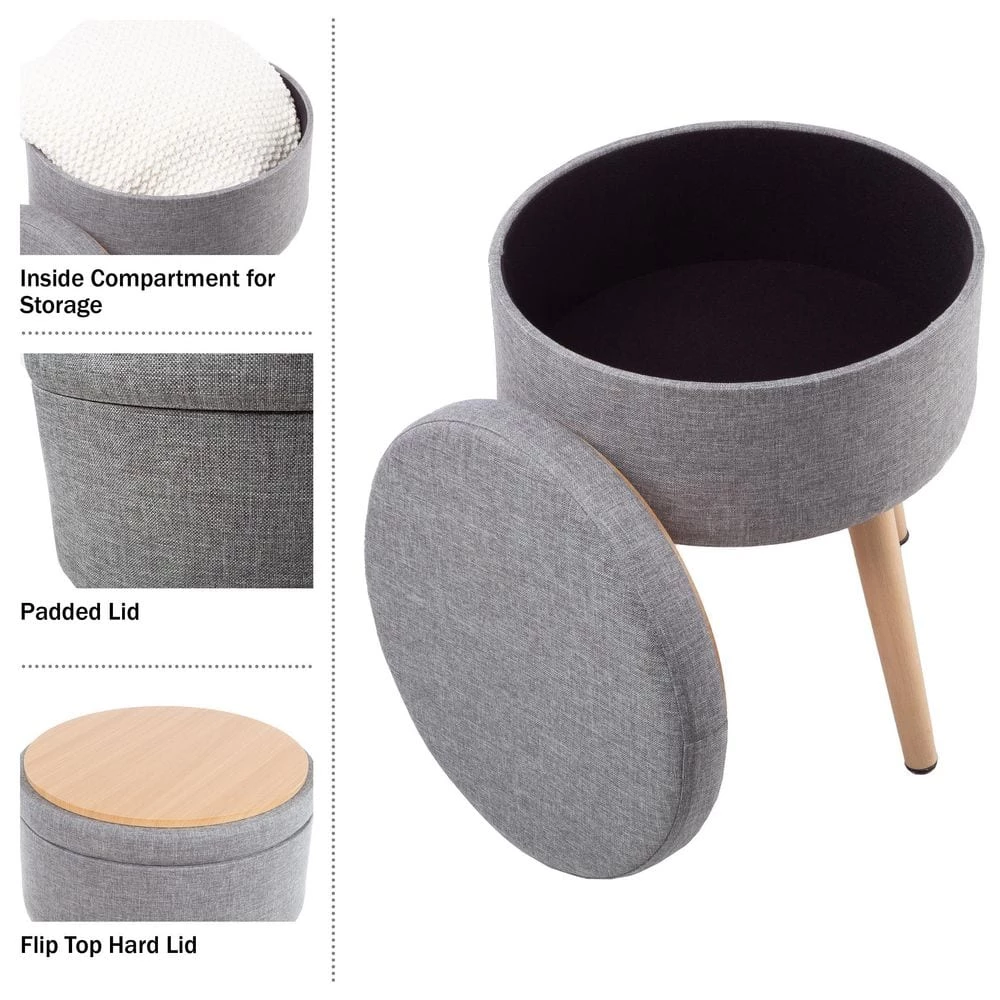 Gray Storage Ottoman - Footrest, Toy Chest, or Storage Organizer with Removable Flip Top Hard Lid by Lavish Home 6 Gray Storage Ottoman - Footrest, Toy Chest, or Storage Organizer with Removable Flip Top Hard Lid by Lavish Home - Image 4