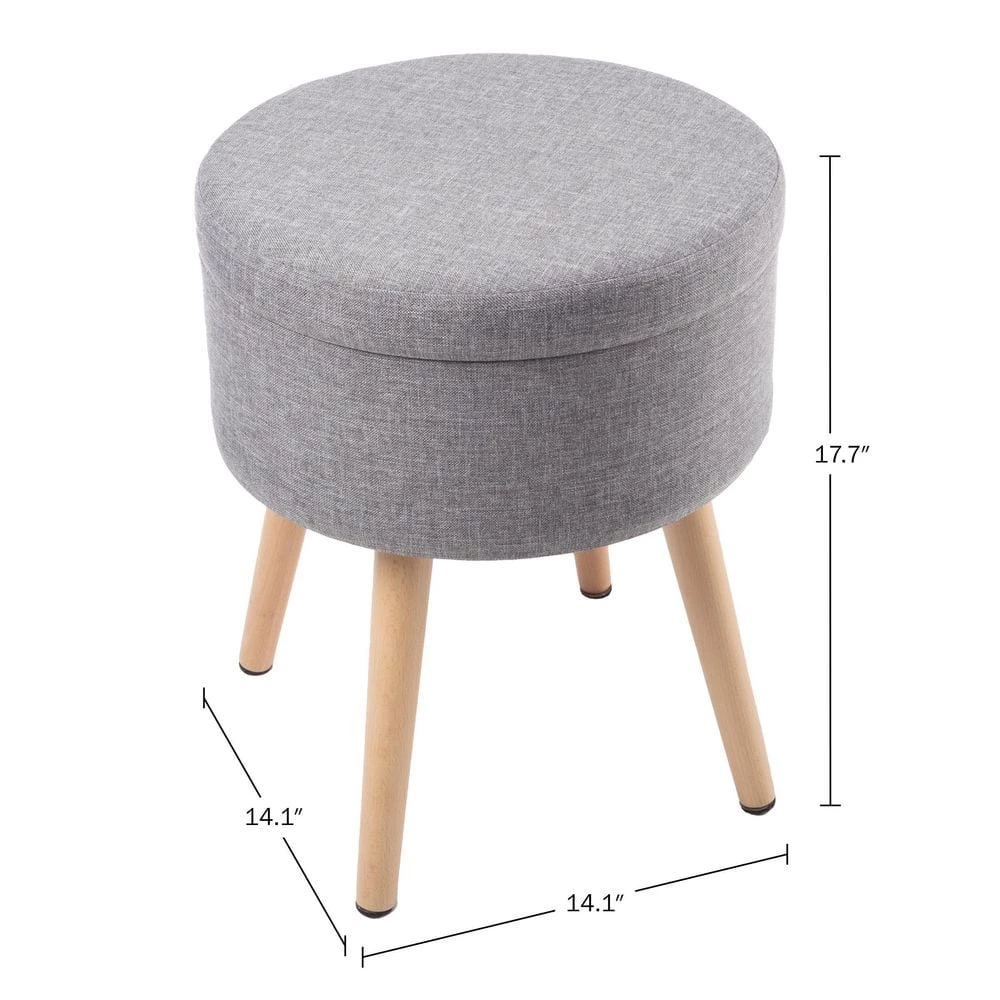 Gray Storage Ottoman - Footrest, Toy Chest, or Storage Organizer with Removable Flip Top Hard Lid by Lavish Home 5 Gray Storage Ottoman - Footrest, Toy Chest, or Storage Organizer with Removable Flip Top Hard Lid by Lavish Home - Image 3