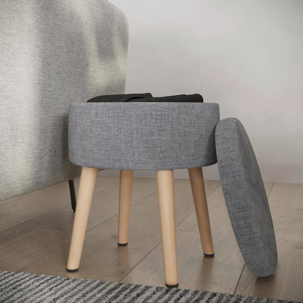 Gray Storage Ottoman - Footrest, Toy Chest, or Storage Organizer with Removable Flip Top Hard Lid by Lavish Home 4 Gray Storage Ottoman - Footrest, Toy Chest, or Storage Organizer with Removable Flip Top Hard Lid by Lavish Home - Image 2