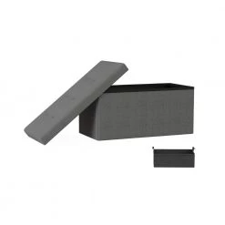 Gray Large Folding Storage Bench Ottoman with Removable Bin by Lavish Home