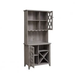 Home Source Grey Microwave Stand Open and Closed Cabinets and Wine/Bottle Rack by Home Source Industries -Loungie Sales Shop grey home source industries bar cabinets dc11 grey hd 77 1000