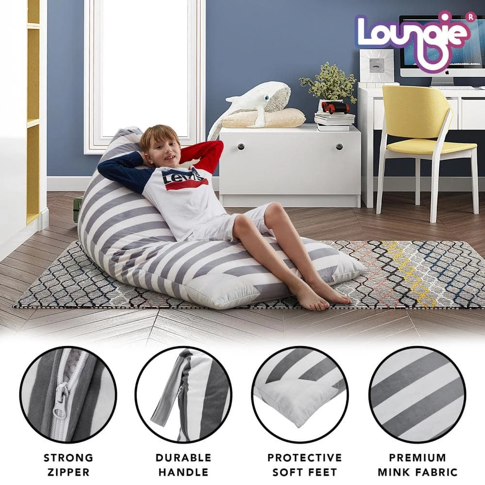 Grey Bean Bag Covers Microfiber 55 in. x 35 in. by Loungie 6 Grey Bean Bag Covers Microfiber 55 in. x 35 in. by Loungie - Image 5