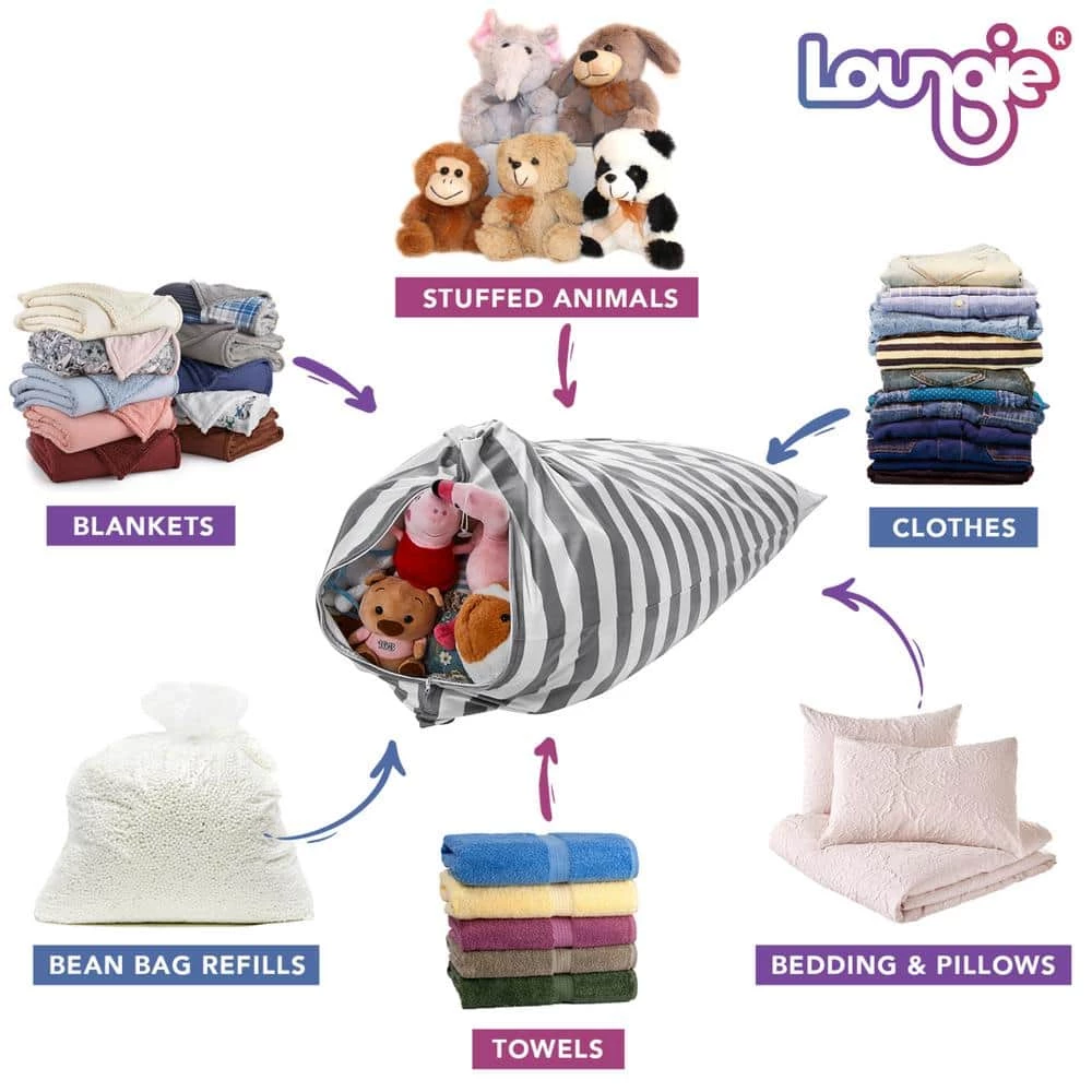 Grey Bean Bag Covers Microfiber 55 in. x 35 in. by Loungie 4 Grey Bean Bag Covers Microfiber 55 in. x 35 in. by Loungie - Image 3