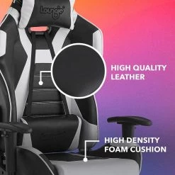 Avalee Grey Faux Leather Game Chair Swivel, Adjustable Back Angle, Seat Height and Armrest by Loungie 12 Avalee Grey Faux Leather Game Chair Swivel, Adjustable Back Angle, Seat Height and Armrest by Loungie -Loungie Sales Shop grey loungie gaming chairs oc349 10gr hd 77 1000
