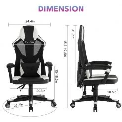 Avaya Grey Faux Leather Game Chair Swivel, Adjustable Back Angle and Seat Height by Loungie -Loungie Sales Shop grey loungie gaming chairs oc351 10gr hd 1d 1000