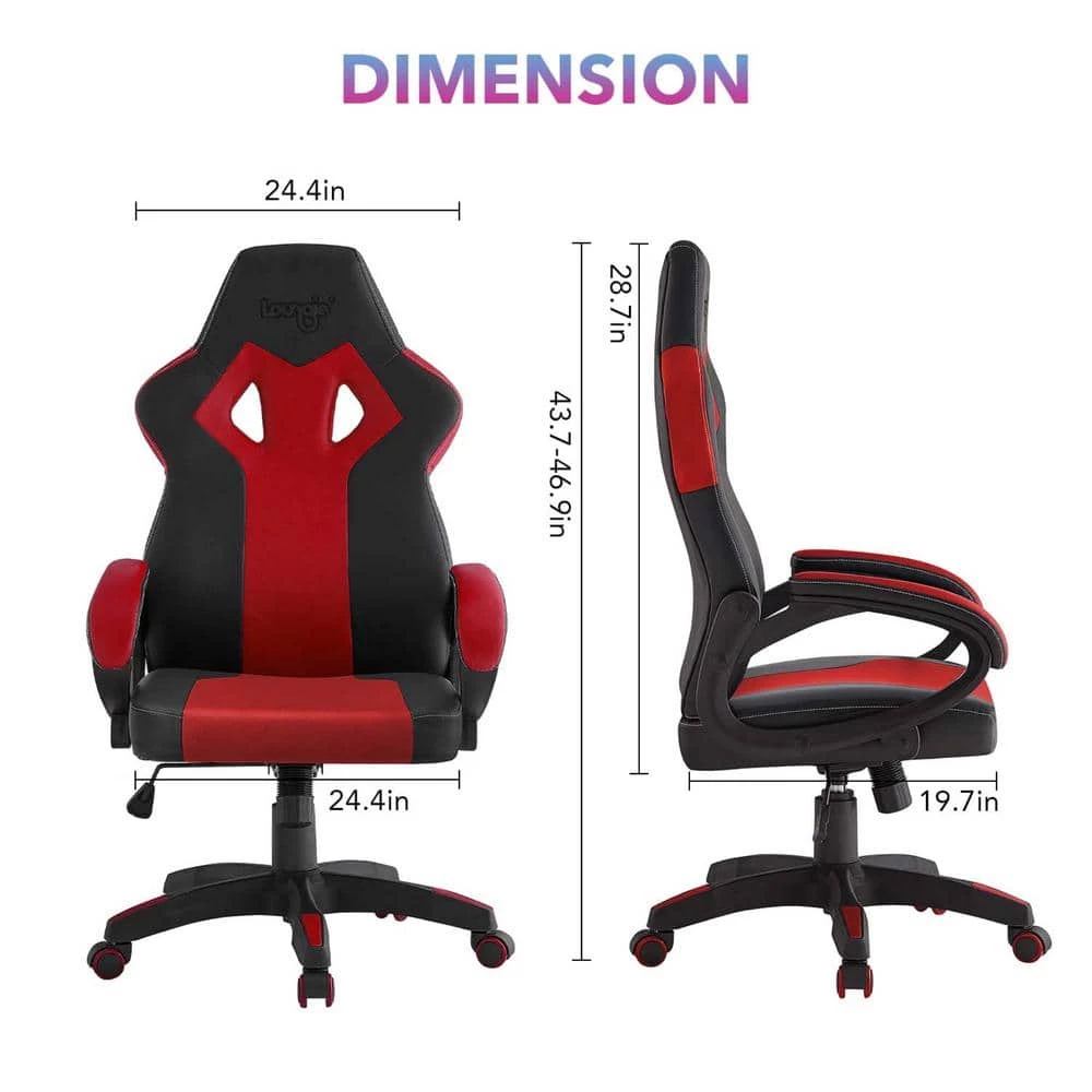 Danae Grey Faux Leather Game Chair Swivel, Adjustable Seat Height by Loungie 5 Danae Grey Faux Leather Game Chair Swivel, Adjustable Seat Height by Loungie - Image 3